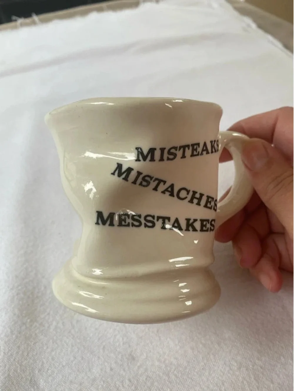 Vintage 1975 Mistake Coffee Cup Mug Warped Made In Japan Gag Gift Funny